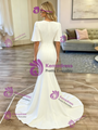 Simple White Mermaid Scoop Neck Wedding Dress
