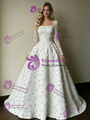White Mermaid Tulle Off the Shoulder Pleats Wedding Dress