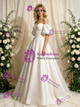 Ivory Satin Strapless Puff Sleeve Beading Wedding Dress