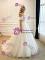 White White Tulle Straps Lace Wedding Dress