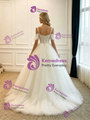 White White Tulle Straps Lace Wedding Dress