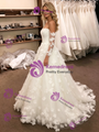 White Tulle Off The Shoulder Long Sleeve Wedding Dress