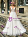 White Tulle Straps Appliques Wedding Dress