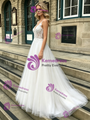 White Tulle Straps Appliques Wedding Dress