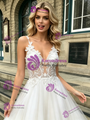 White Tulle Straps Appliques Wedding Dress