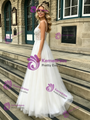 White Tulle Straps Appliques Wedding Dress