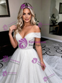 Simple White Sequins Off The Shoulder Wedding Dress