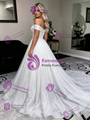 Simple White Sequins Off The Shoulder Wedding Dress