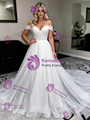 Simple White Sequins Off The Shoulder Wedding Dress