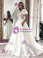 White Tulle Lace Spaghetti Straps Wedding Dress