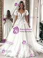 White Tulle Lace Spaghetti Straps Wedding Dress