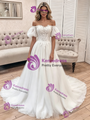 White Tulle Lace Off The Shoulder Wedding Dress