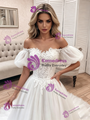 White Tulle Lace Off The Shoulder Wedding Dress