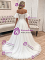 White Tulle Lace Off The Shoulder Wedding Dress