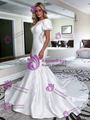 Sexy White Mermaid Satin Puff Sleeve Wedding Dress