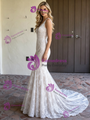 White Mermaid Lace V-Neck Wedding Dress
