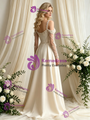 Ivory Satin Straps Long Sleeve Flower Wedding Dress