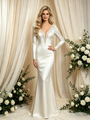 Mermaid Satin Long Sleeve Beading Wedding Dress