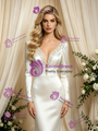 Mermaid Satin Long Sleeve Beading Wedding Dress
