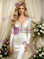 Mermaid Satin Long Sleeve Beading Wedding Dress