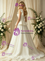 Ivory Tulle V-Neck Button Wedding Dress