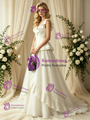 Ivory Tulle V-Neck Button Wedding Dress