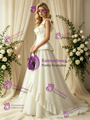 Ivory Tulle V-Neck Button Wedding Dress