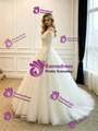 White Satin Long Sleeve Wedding Dress