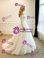 White Satin Long Sleeve Wedding Dress