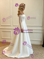 White Satin Long Sleeve Lace Wedding Dress