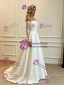 White Satin Long Sleeve Lace Wedding Dress