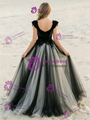 Black Tulle Velvet Appliques Wedding Dress