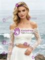 White Long Sleeve Two Piece Chiffon Lace Wedding Dress