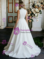 White Satin High Neck Sleeveless Wedding Dress