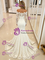 White Mermaid Long Sleeve Wedding Dress