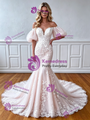 Mermaid Tulle Appliques Puff Sleeve Wedding Dress