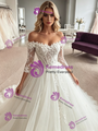 White Tulle Off The Shoulder Appliques Wedding Dress