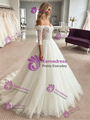 White Tulle Off The Shoulder Appliques Wedding Dress