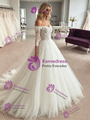 White Tulle Off The Shoulder Appliques Wedding Dress