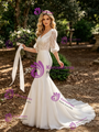 White Mermaid V-Neck Lace Wedding Dress