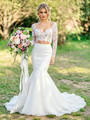 Sexy White Mermaid Lace Long Sleeve Wedding Dress