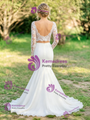 Sexy White Mermaid Lace Long Sleeve Wedding Dress