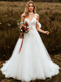 White Tulle Lace Appliques Wedding Dress