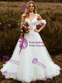 White Tulle Lace Appliques Wedding Dress
