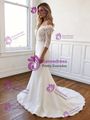 Sexy White Tulle Lace Appliques Short Sleeve Wedding Dress