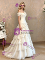 Fashion White Tulle Strapless Flower Wedding Dress