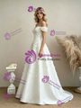 White Off The Shoulder Flower Wedding Dress