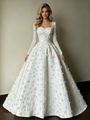 White Square Neck Short Sleeve Wedding Dress