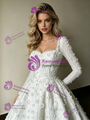 White Square Neck Short Sleeve Wedding Dress
