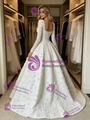 White Square Neck Short Sleeve Wedding Dress